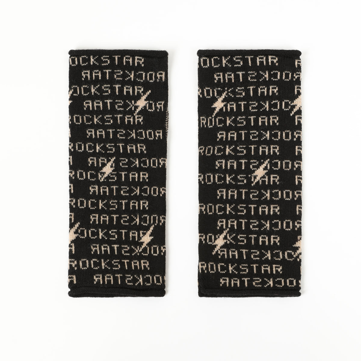 Mitaines ROCKSTAR - Laine Mérinos - Noir & Beige