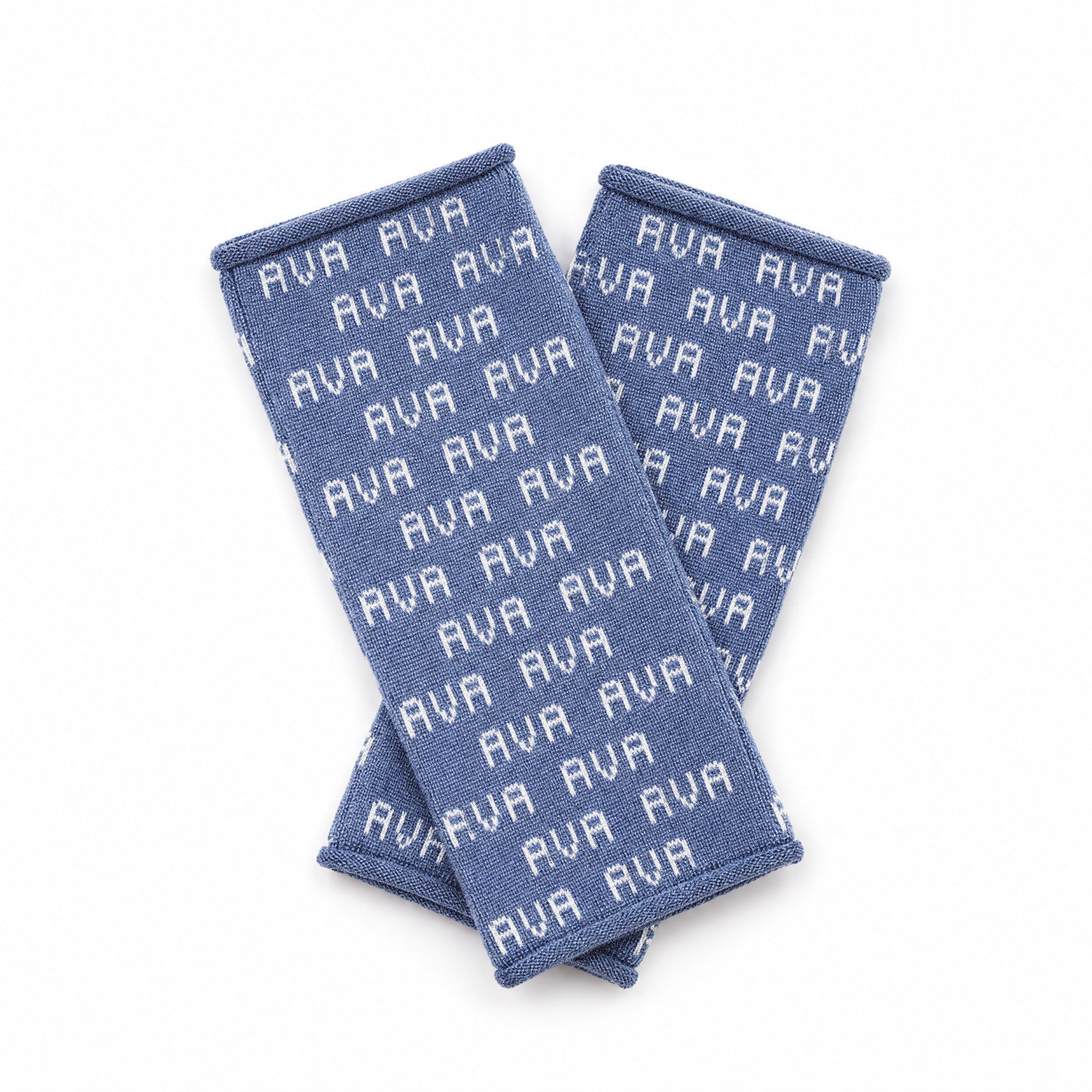 Mitaines Laine Mérinos - Denim-Blanc
