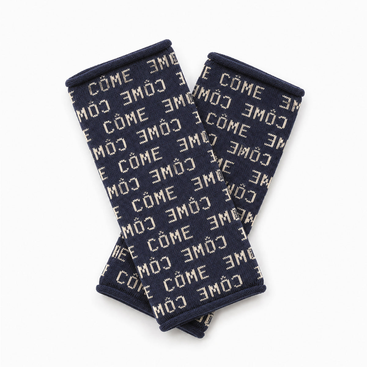 Mitaines "CÔME" - Laine Mérinos - Marine & Beige