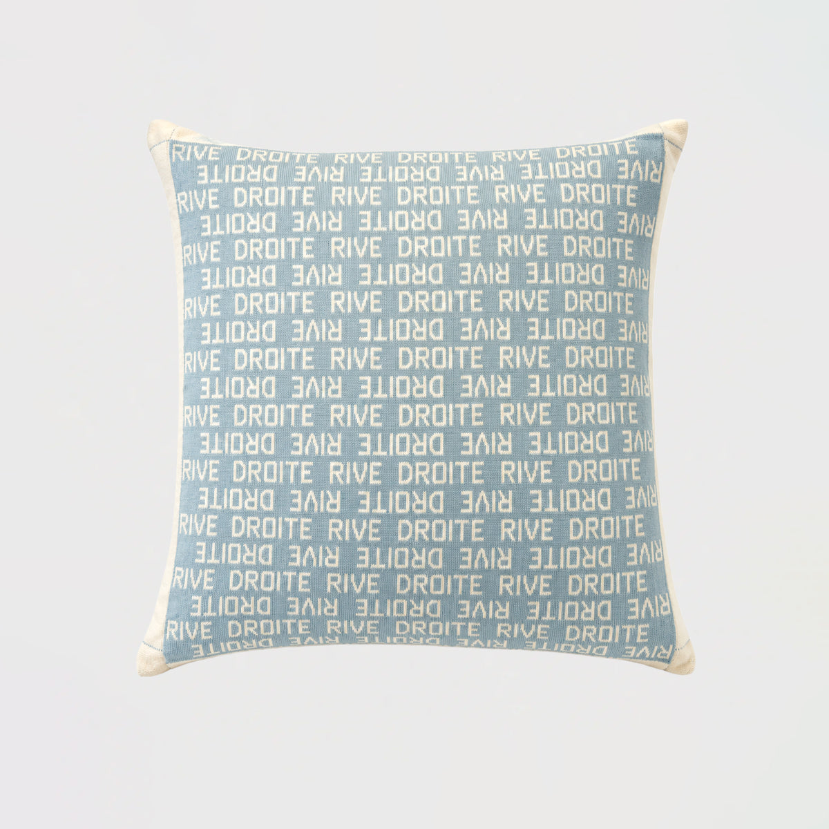 Coussin RIVE DROITE - Coton organique - Azur & Ecru