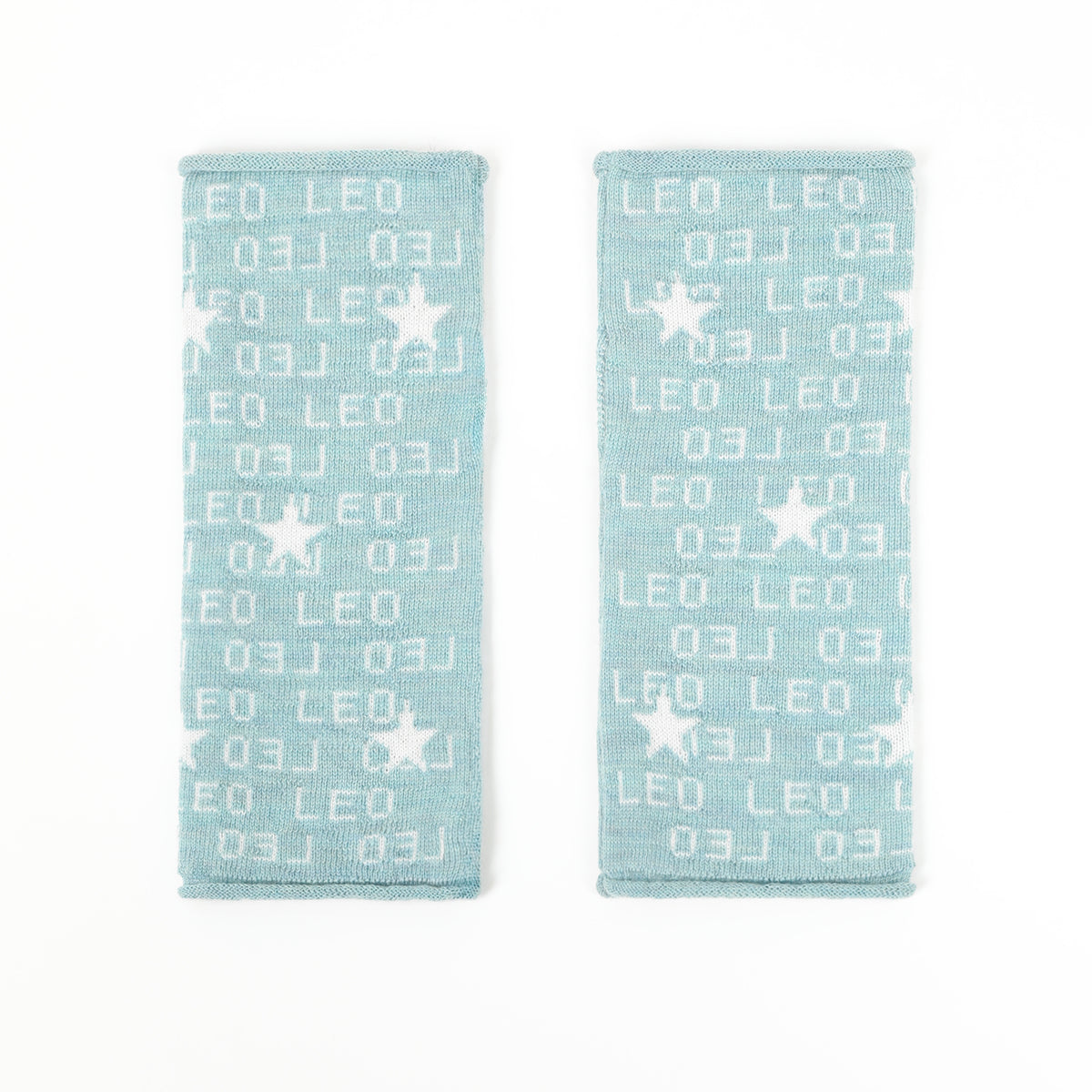 Mitaines LEO - Laine Mérinos - Celadon & Blanc